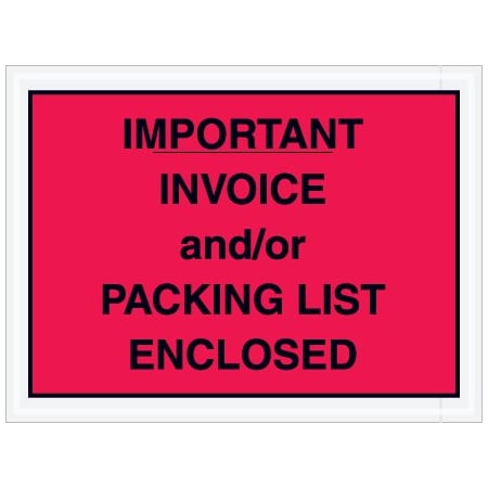 Bsc Preferred 4-1/2 x 6'' Red ''Important Invoice and/or Packing List Enclosed'' Envelopes, 1000PK BUY00024587